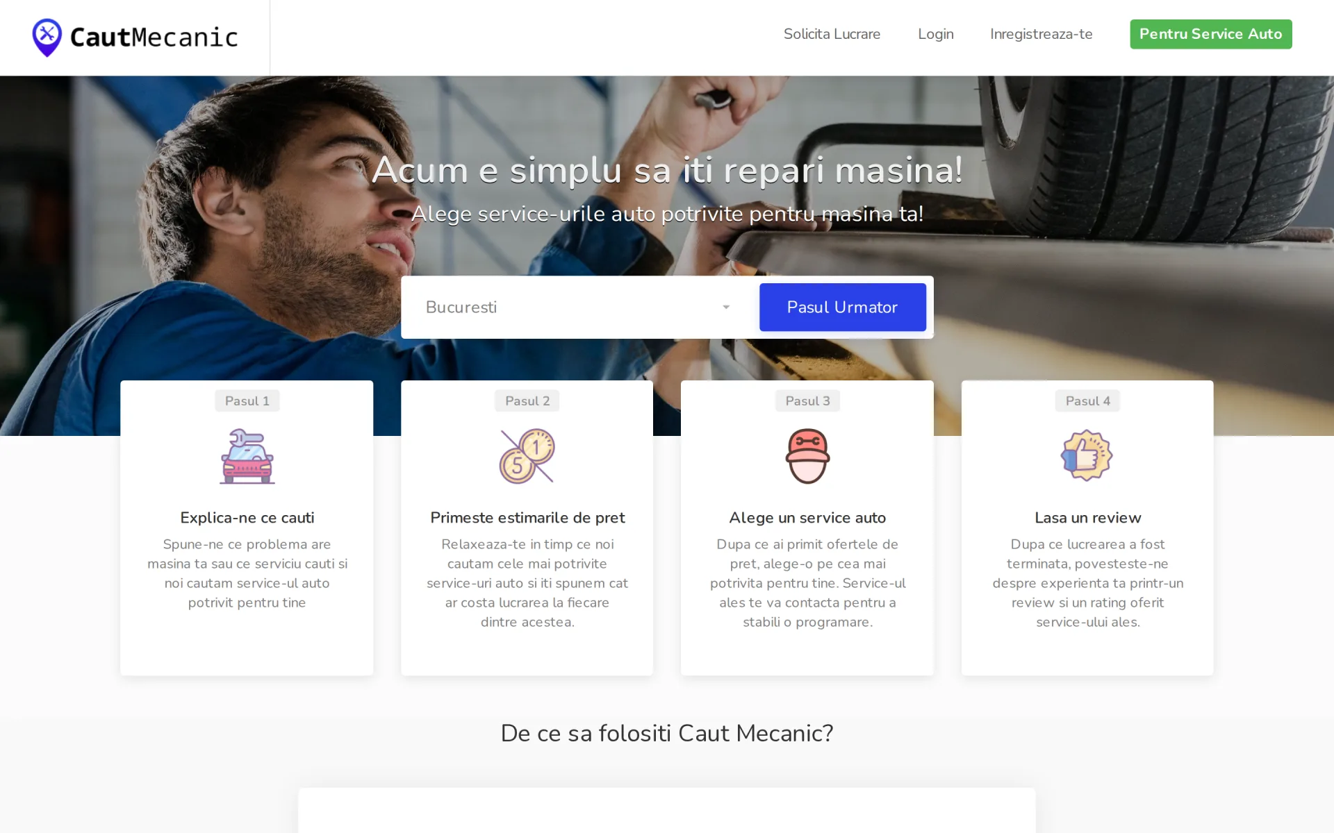 Caut Mecanic: Platformă care conectează proprietarii de mașini cu service-uri auto de încredere.