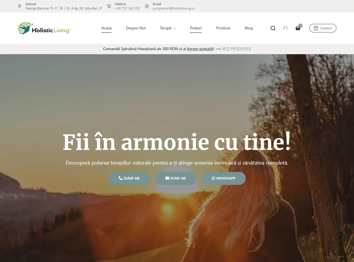 Holistic Living: Site și magazin online pentru un centru de wellness.