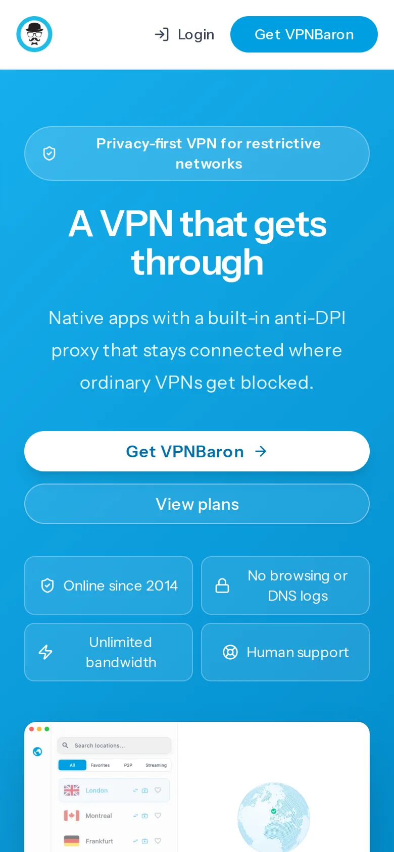 VPN Baron pe telefon